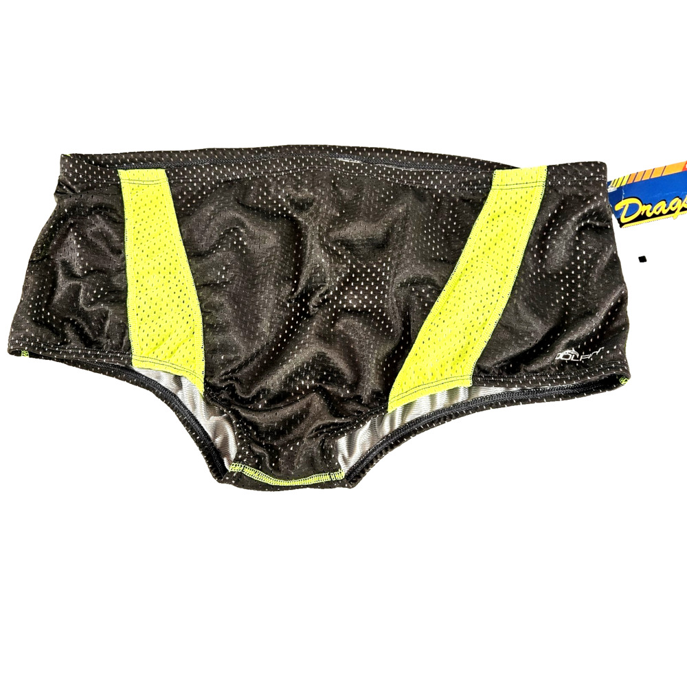 NWT Dolfin Dragster Mesh Swim Shorts Mens Size 34 FIT 36 Steel/neon stripe